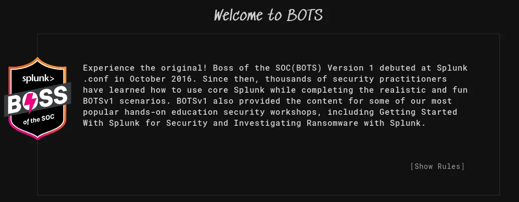 Welcome to BOTS V1