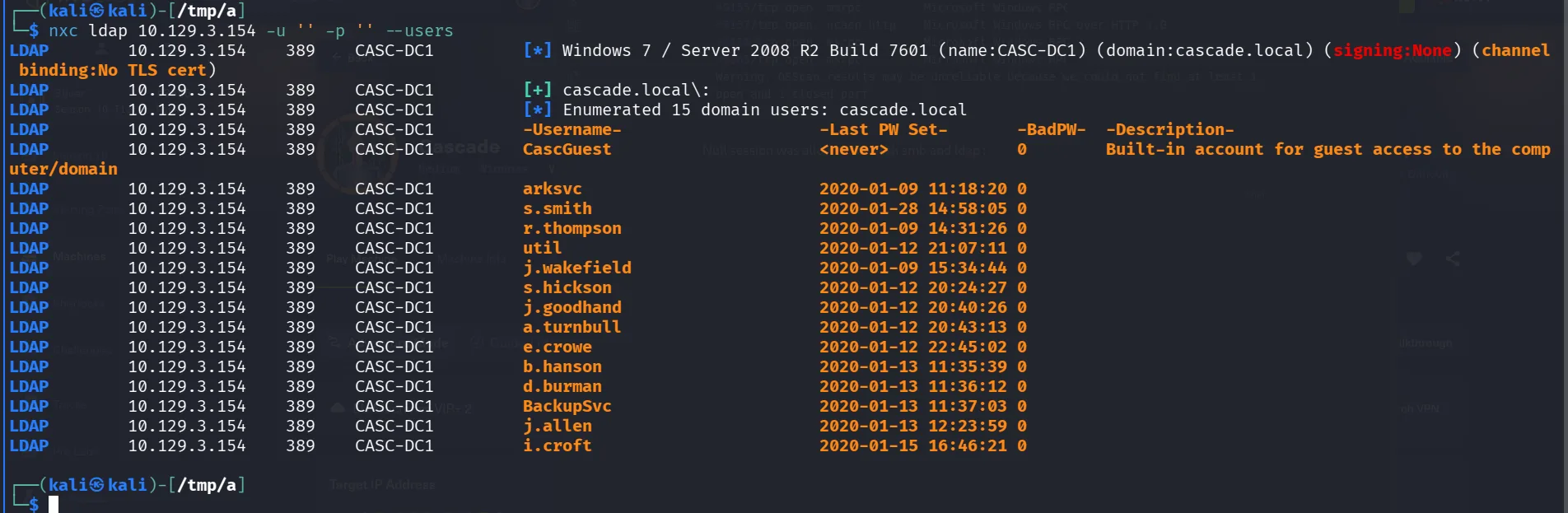 Ldap null session allowed