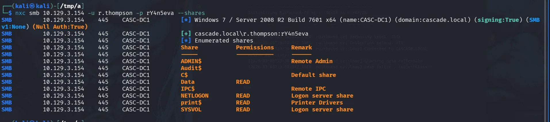 Listing smb shares permessions