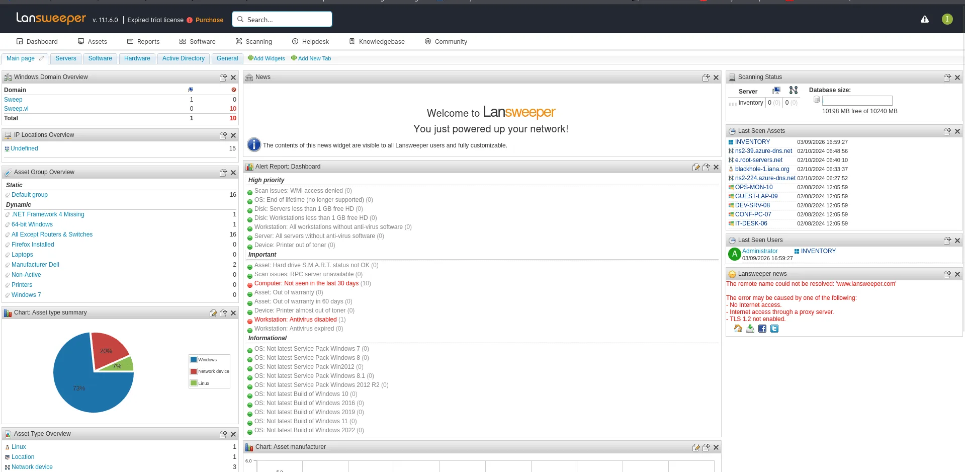 Lansweeper dashboard